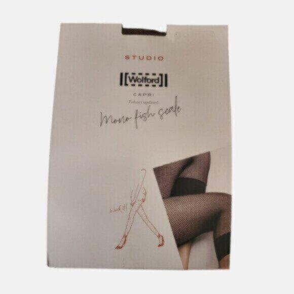 Wolford Studio Fishnet Capri Tights Black Whimsy Goth - Picture 9 of 9